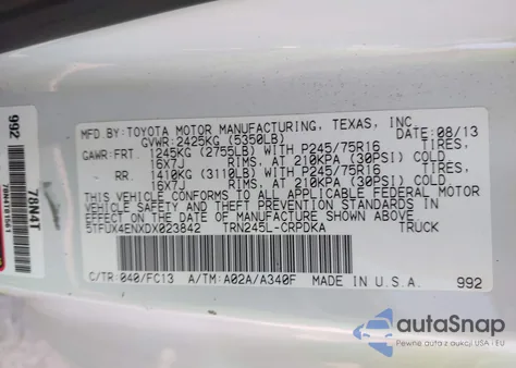 2013 Toyota Tacoma Access Cab из США, поврежденный, VIN 5TFUX4ENXDX023842